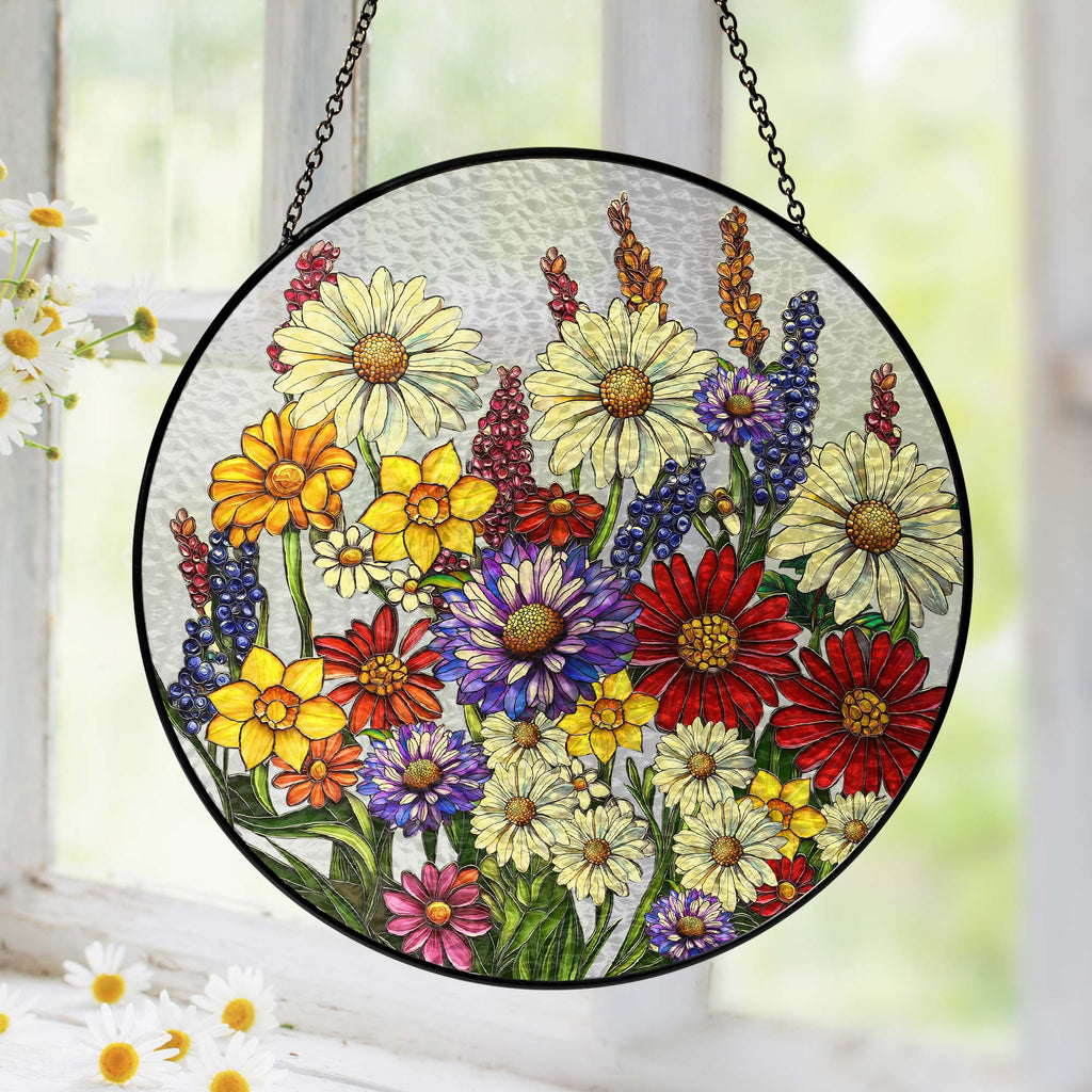 Wildflowers Floral Stained Glass Suncatcher