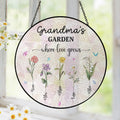 Personalized Grandma's Garden Stained Glass Suncatcher. Birth Month Flowers Stained Glass. Mothers Day Gifts For Nana Custom Garden Decor